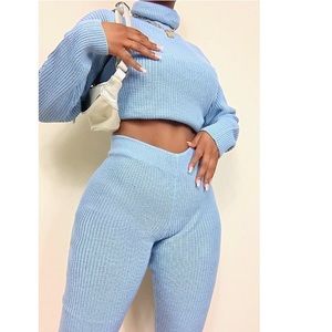 Boohoo Turtleneck Knitted Tracksuit